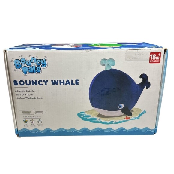 Bouncy Pals Inflatable Ride‎ On Whale with Pump Toddler Riding Toy NEW Open Box - Picture 1 of 4